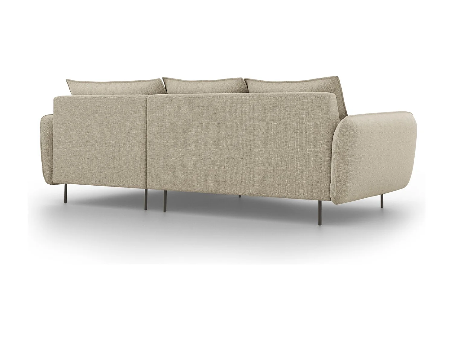 Cosmopolitan Design - Sofá de canto direito "Vienna" 5 lugares em tecido estrutural bege - 255x170x95cm
