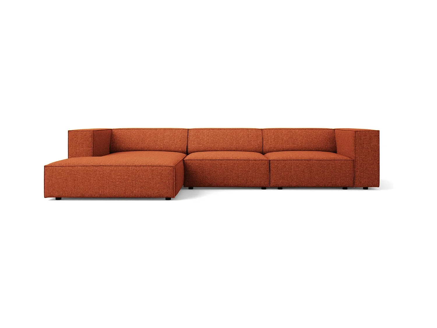 Cosmopolitan Design - Linker hoekbank "Arendal" 4 zitplaatsen, Chenille, Terracotta - 284x166x70cm
