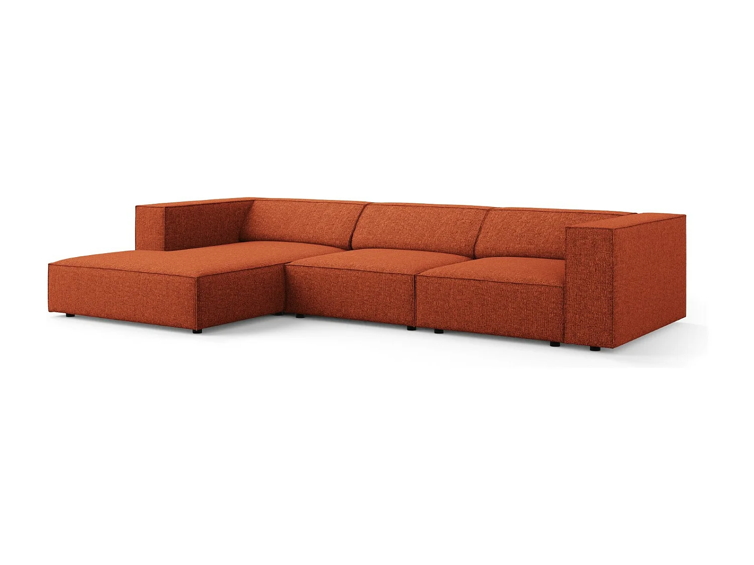 Cosmopolitan Design - Canapé d'angle gauche "Arendal" 4 places en chenille terracotta - 284x166x70cm