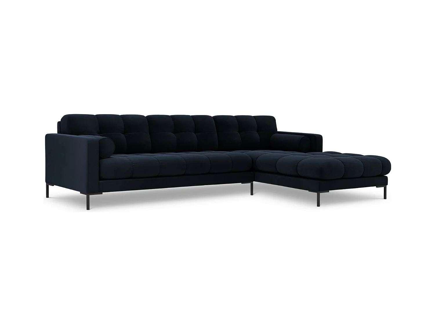 Cosmopolitan Design - Rechter hoekbank "Bali" 5 zitplaatsen, Flueel, Donkerblauw - 293x185x75cm