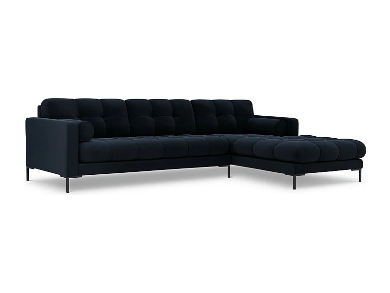Cosmopolitan Design - 5-Sitzer Ecksofa rechts "Bali" aus Samt dunkelblau - 293x185x75cm