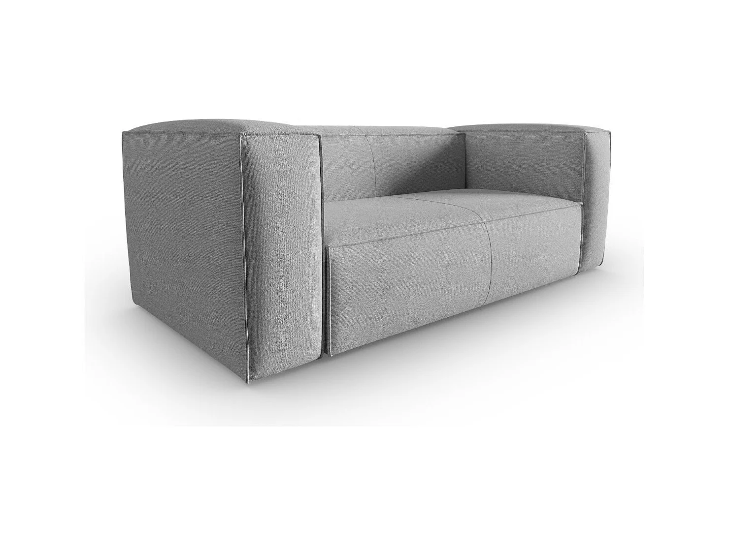 Cosmopolitan Design - Bank "Mackay" 2 zitplaatsen, Gestructureerd fluweel, Grijs - 150x94x73cm
