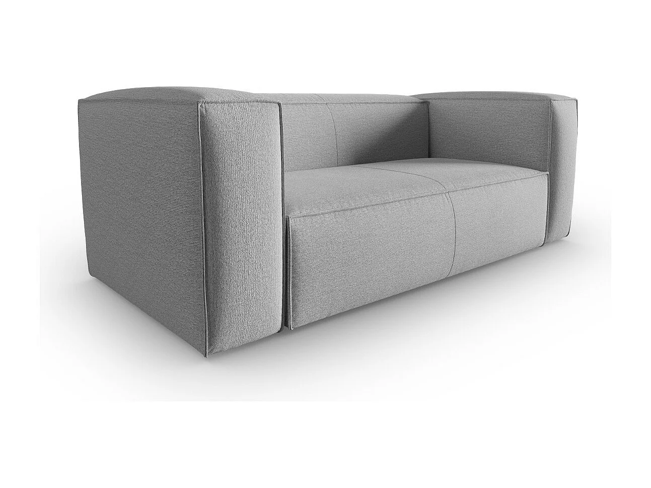 Cosmopolitan Design - Bank "Mackay" 2 zitplaatsen, Gestructureerd fluweel, Grijs - 150x94x73cm