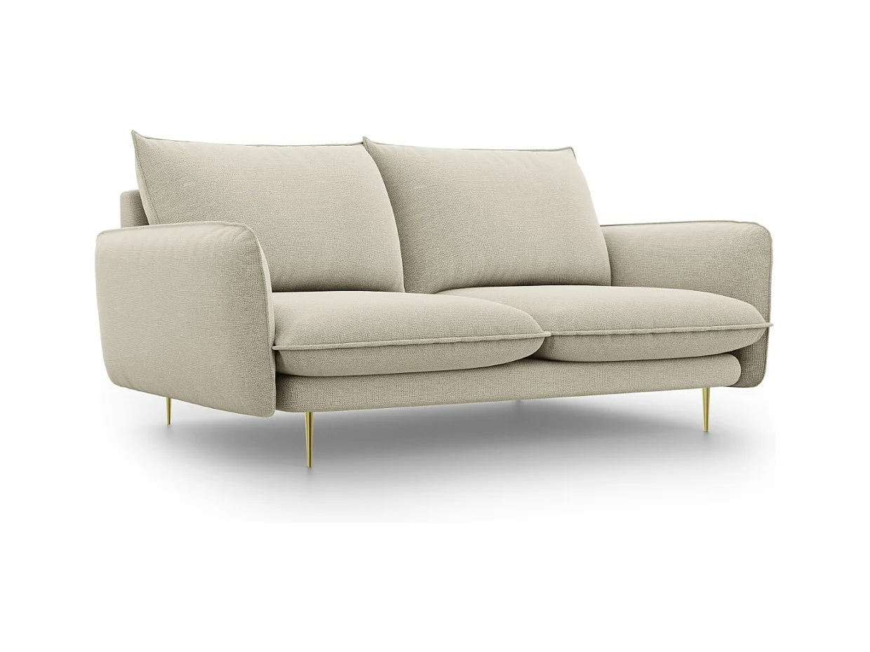 Cosmopolitan Design - Canapé "Vienna" 2 places en tissu structurel beige - 160x92x95cm