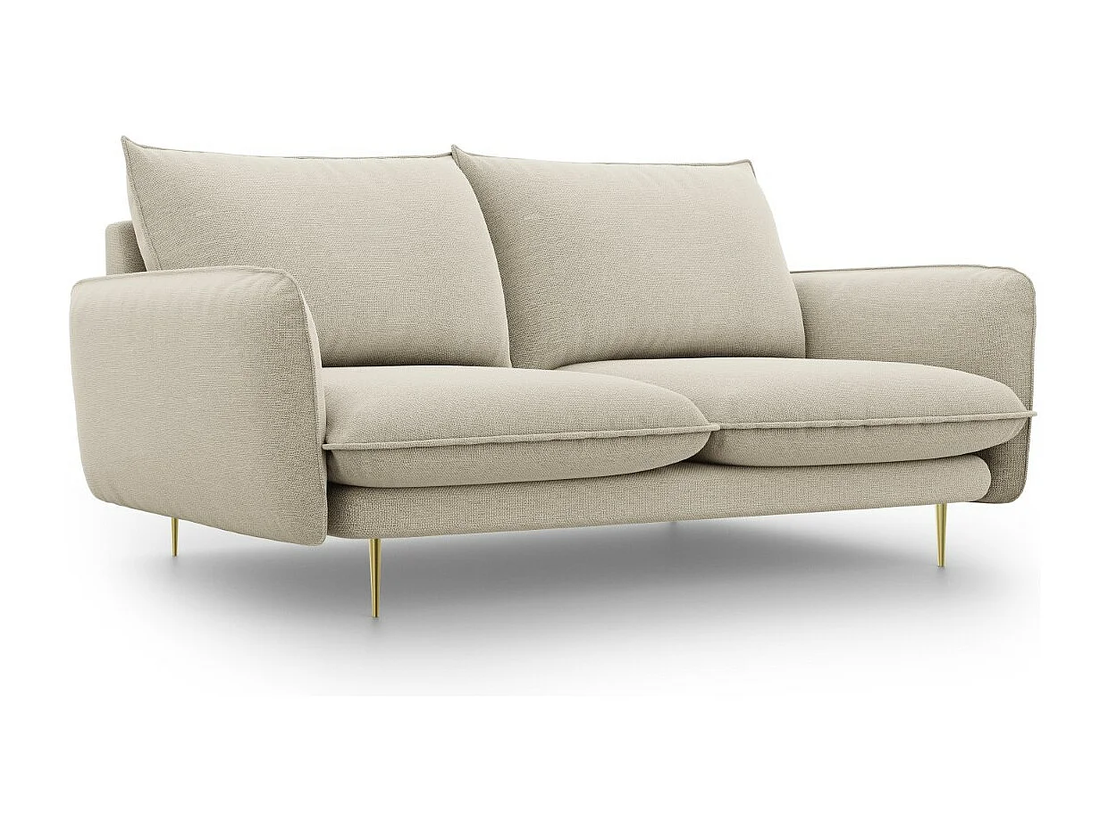 Cosmopolitan Design - Canapé "Vienna" 2 places en tissu structurel beige - 160x92x95cm