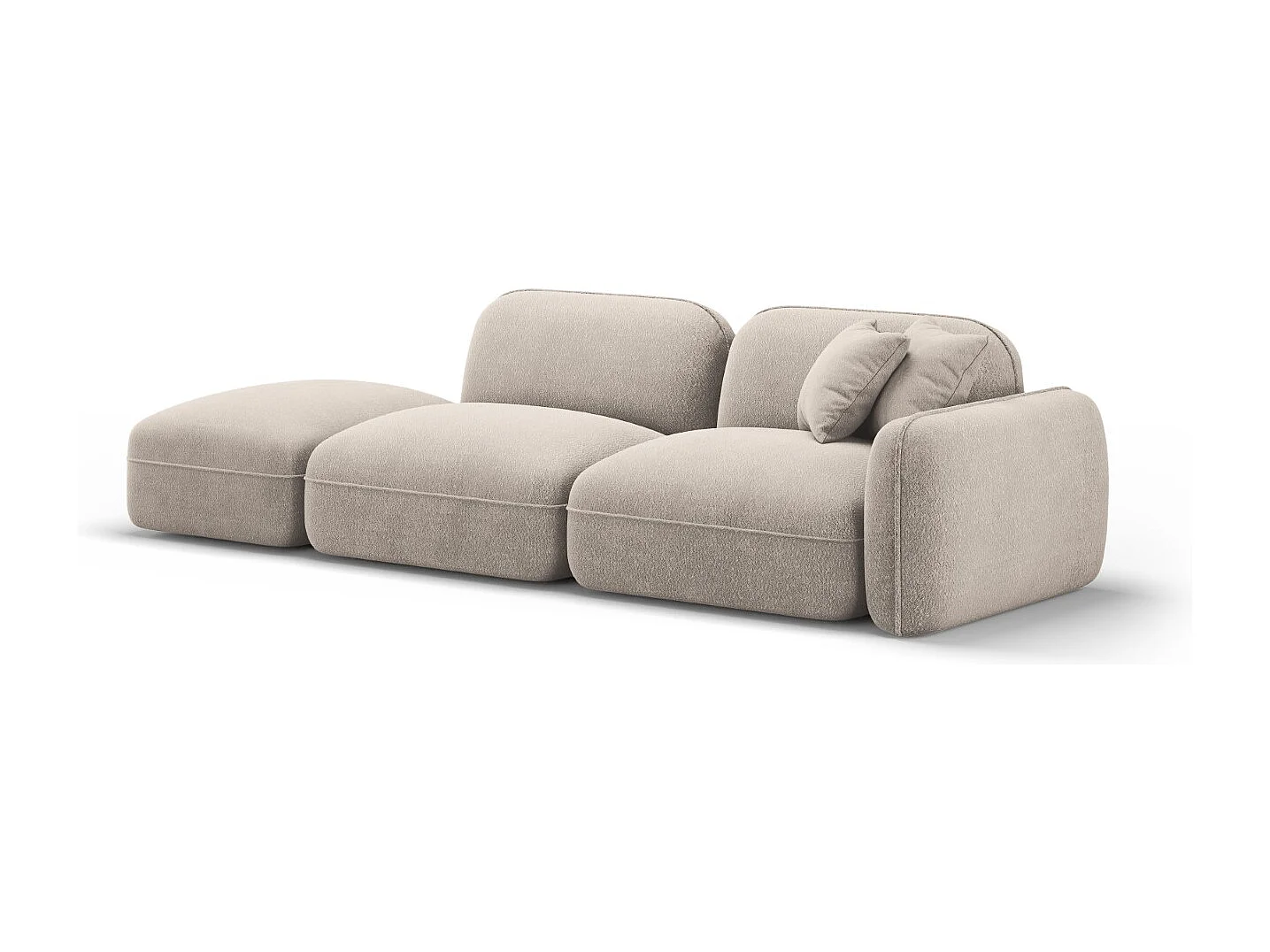 CXL by Christian Lacroix - 3-Sitzer modulares Sofa links "Lucien" Sitzer aus Samt dunkelbeige - 295x90x70cm