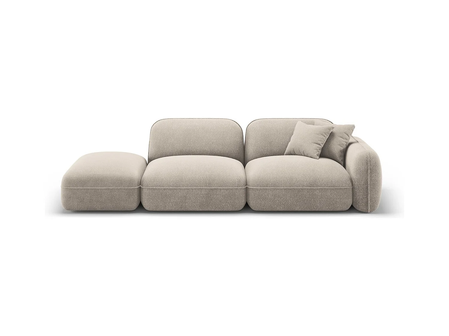 CXL by Christian Lacroix - Linker modulaire bank "Lucien" 3 zitplaatsen, Flueel, Donkerbeige - 295x90x70cm