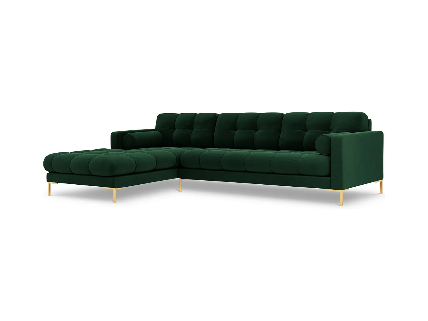 Cosmopolitan Design - Linker hoekbank "Bali" 5 zitplaatsen, Flueel, Flessengroen - 293x185x75cm