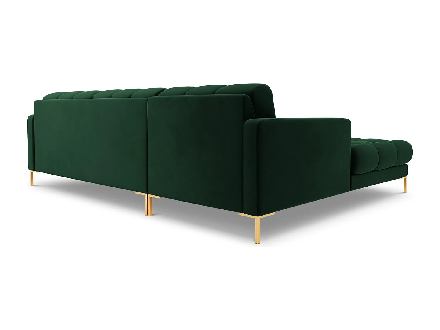 Cosmopolitan Design - Sofá de canto esquerdo "Bali" 5 lugares em veludo verde garrafa - 293x185x75cm