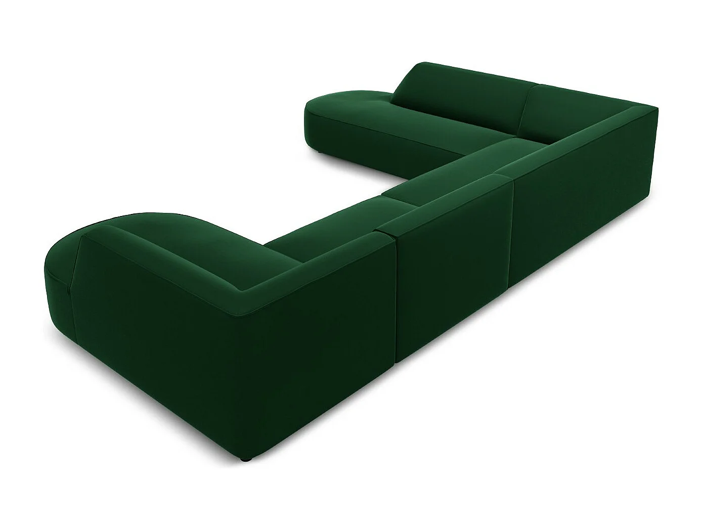 CXL by Christian Lacroix - 7-Sitzer Panoramasofa links "Charles" Sitzer aus Samt grün - 366x273x69cm