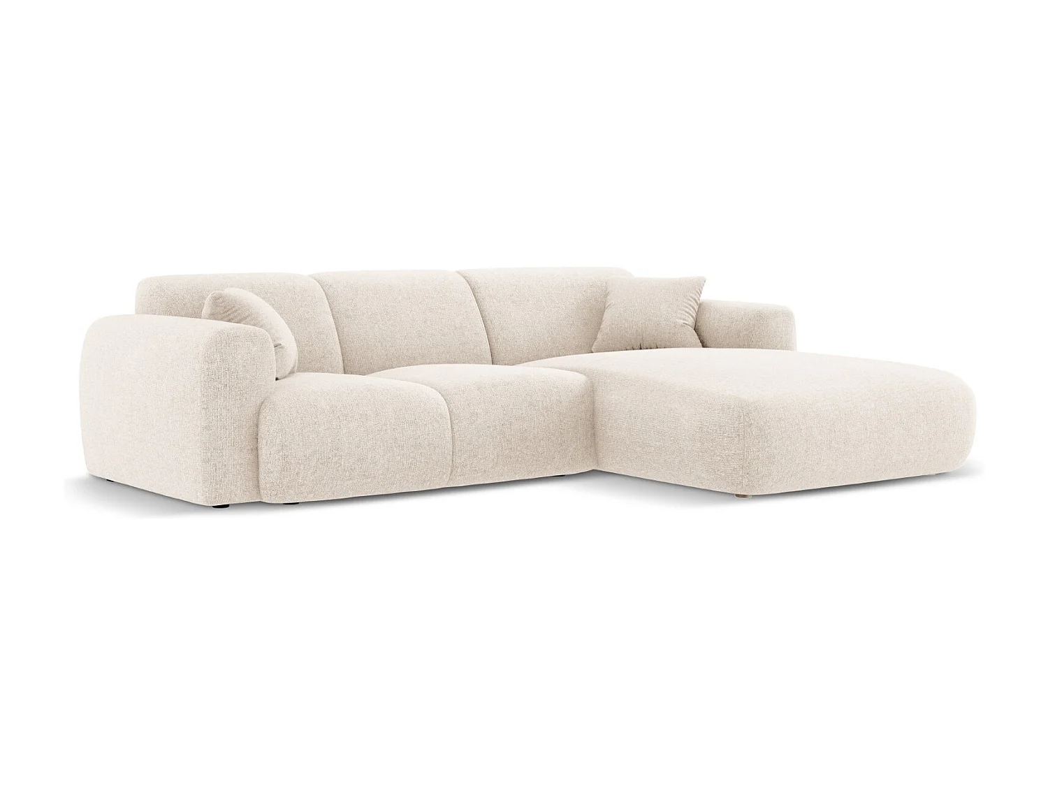 Cosmopolitan Design - Canapé d'angle droit "Nolio" 4 places en chenille beige clair - 260x170x72cm
