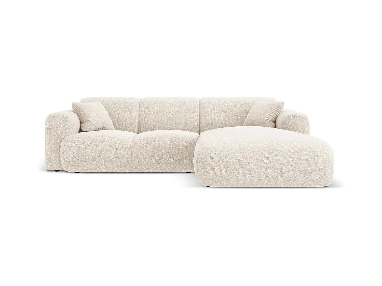 Cosmopolitan Design - Canapé d'angle droit "Nolio" 4 places en chenille beige clair - 260x170x72cm