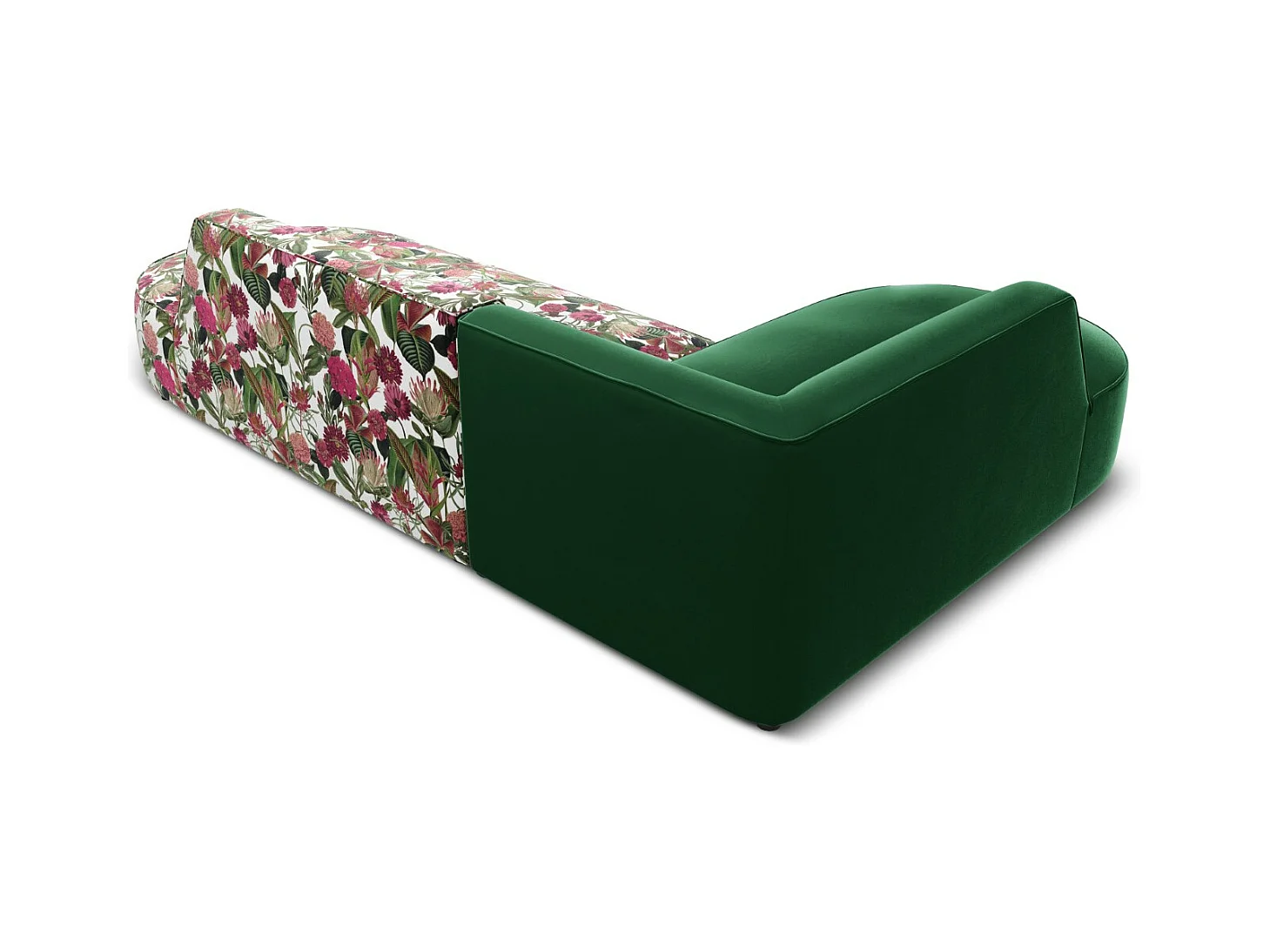 CXL by Christian Lacroix - Linker hoekbank "Charles" 4 zitplaatsen, Flueel, tuinroospatroon, groen - 273x180x69cm