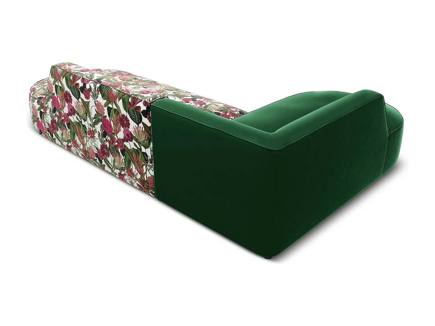 CXL by Christian Lacroix - Linker hoekbank "Charles" 4 zitplaatsen, Flueel, tuinroospatroon, groen - 273x180x69cm