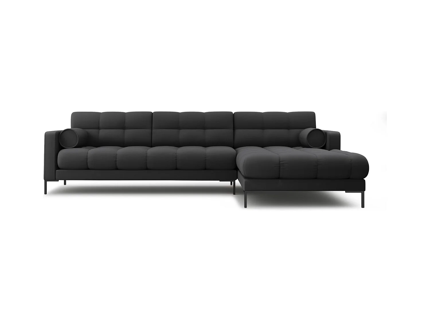 Cosmopolitan Design - Rechter hoekbank "Bali" 5 zitplaatsen, Structurele stof, Donkergrijs - 293x185x75cm