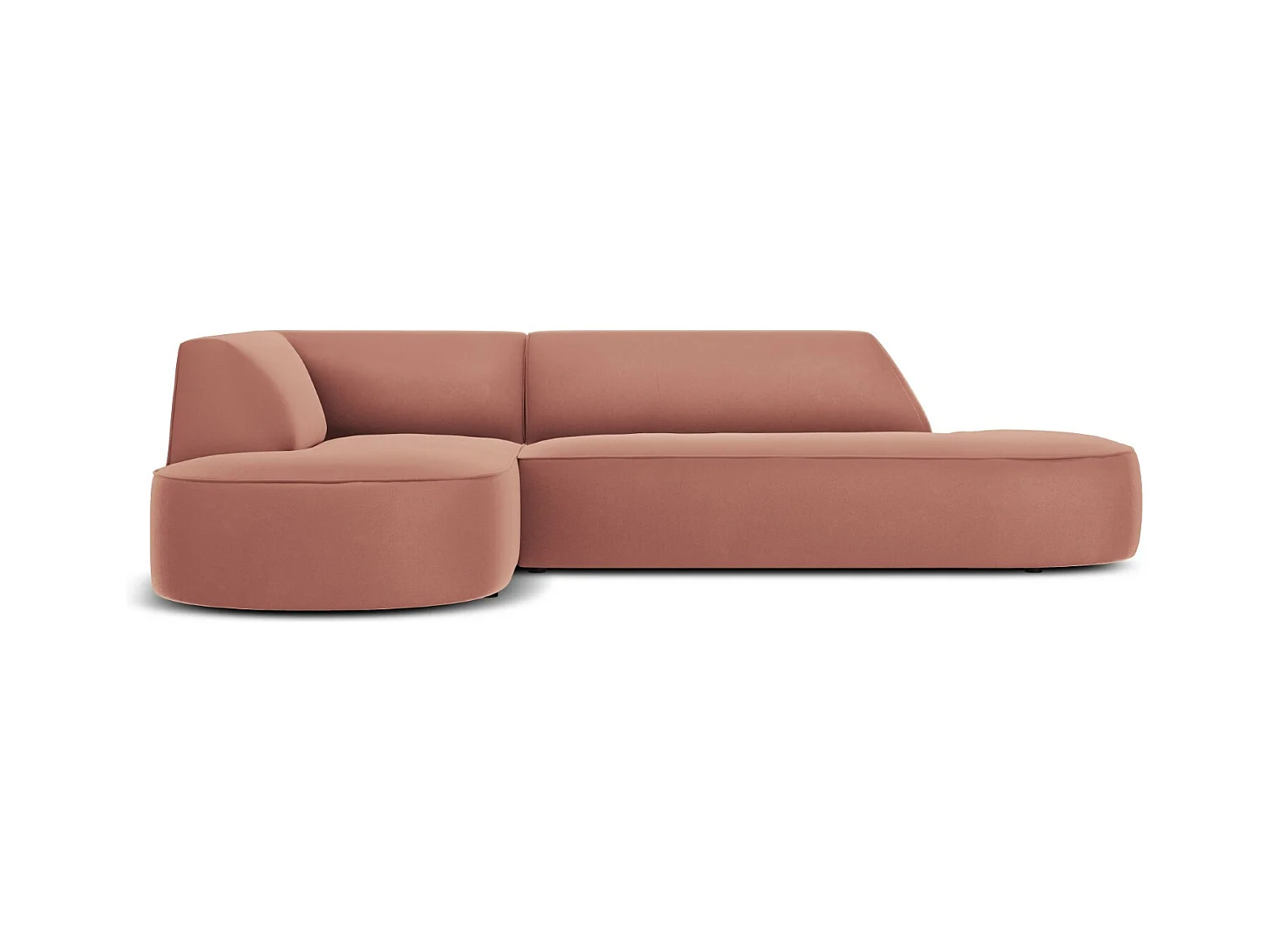 CXL by Christian Lacroix - Canapé d'angle gauche "Charles" 4 places en velours rose - 273x180x69cm