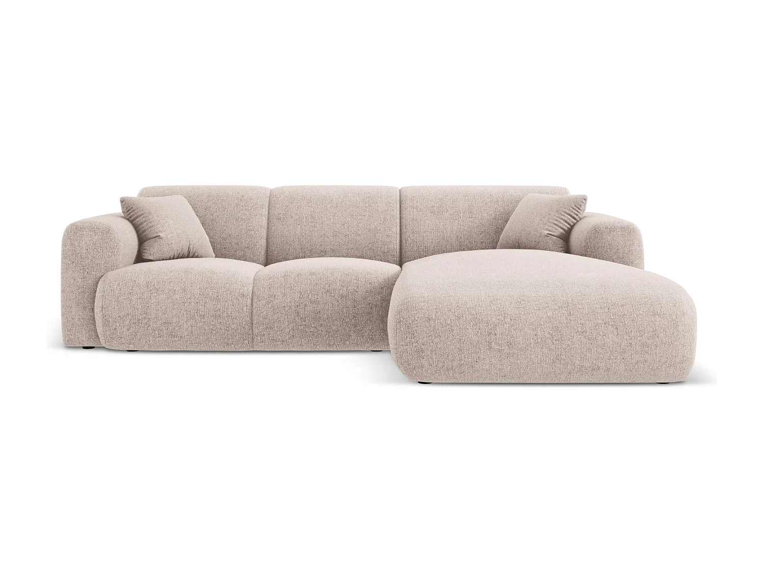 Cosmopolitan Design - Sofá esquinero derecho "Nolio" 4 plazas de tejido chenilla beige - 260x170x72cm