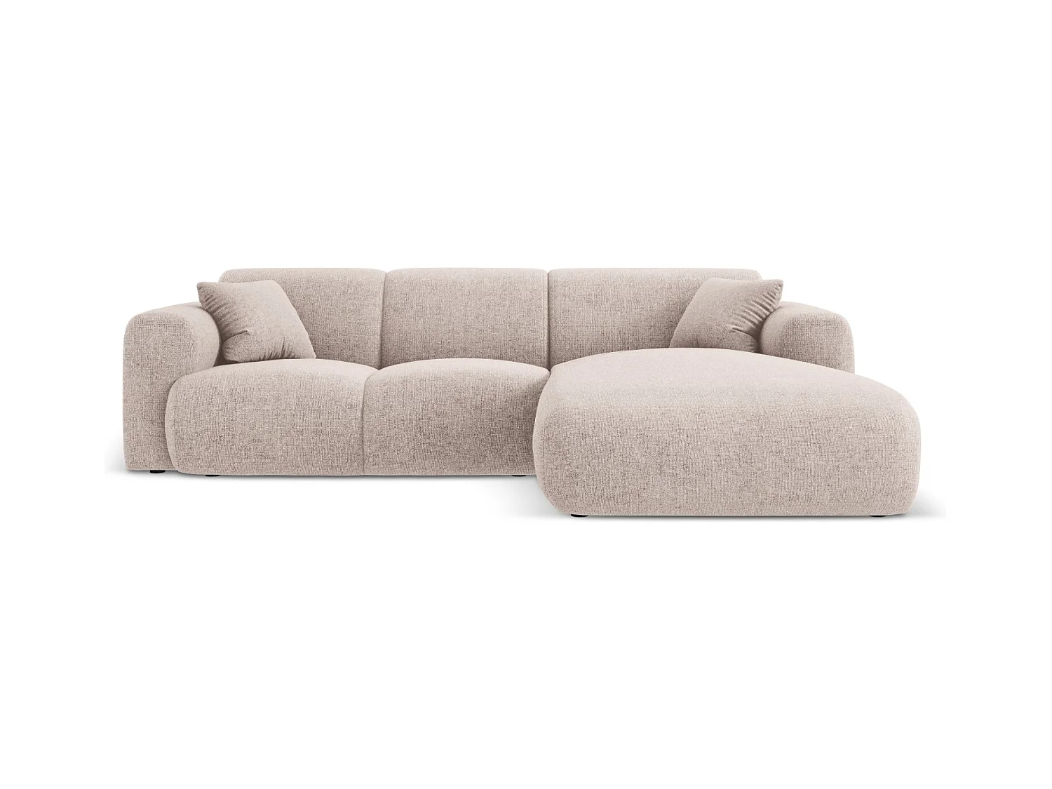Cosmopolitan Design - Canapé d'angle droit "Nolio" 4 places en chenille beige - 260x170x72cm