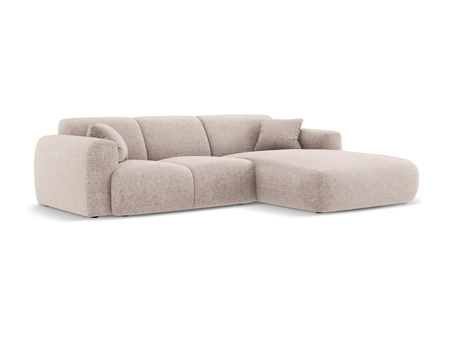 Cosmopolitan Design - Canapé d'angle droit "Nolio" 4 places en chenille beige - 260x170x72cm