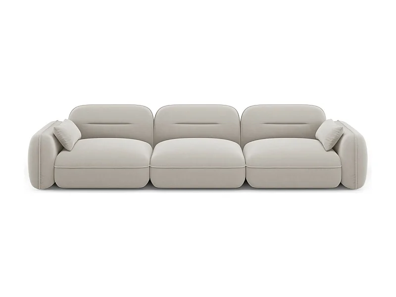Cosmopolitan Design - Sofá modular "Sydney" 4 plazas de terciopelo beige claro - 320x90x70cm