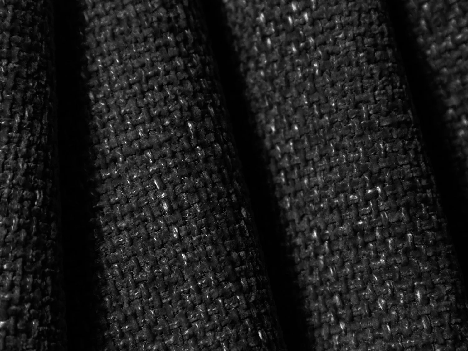 Cosmopolitan Design - 6-Sitzer Panoramasofa links "Tulum" aus Chenille-Stoff schwarz - 330x255x70cm