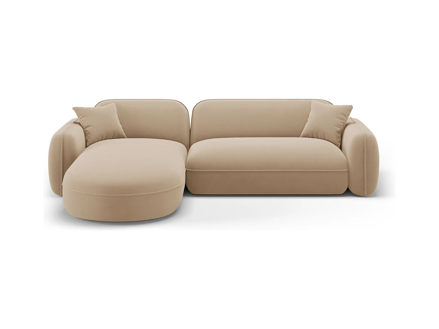 CXL by Christian Lacroix - Modulaire hoekbank links "Lucien" 4 zitplaatsen, Flueel, Zand - 275x165x70cm