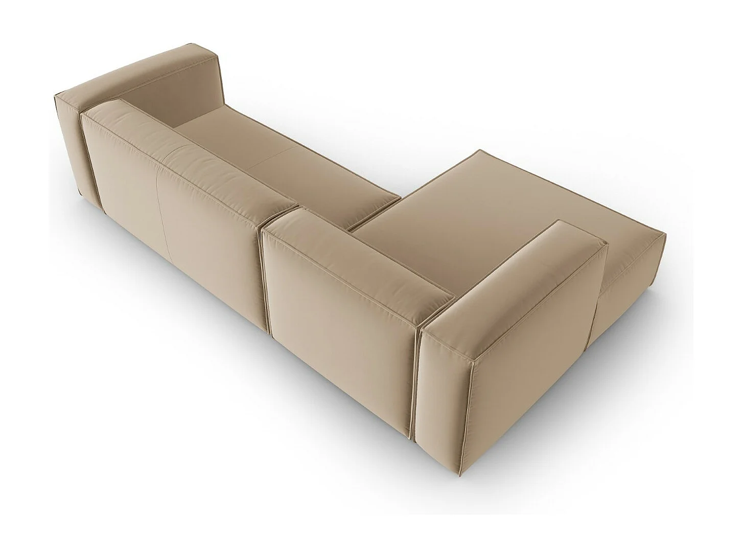 Cosmopolitan Design - Divano angolare sinistro "Mackay" 4 posti in velluto sabbia - 282x166x73cm