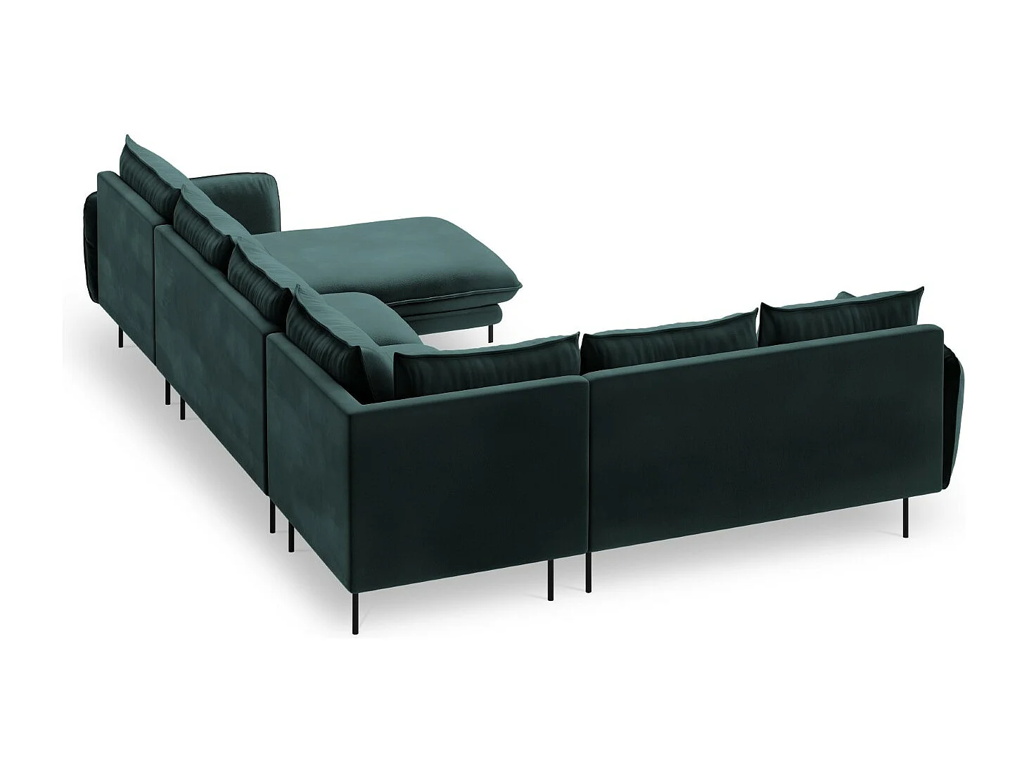 Cosmopolitan Design - 7-Sitzer Panoramasofa links "Vienna" aus Samt petrol - 330x235x95cm