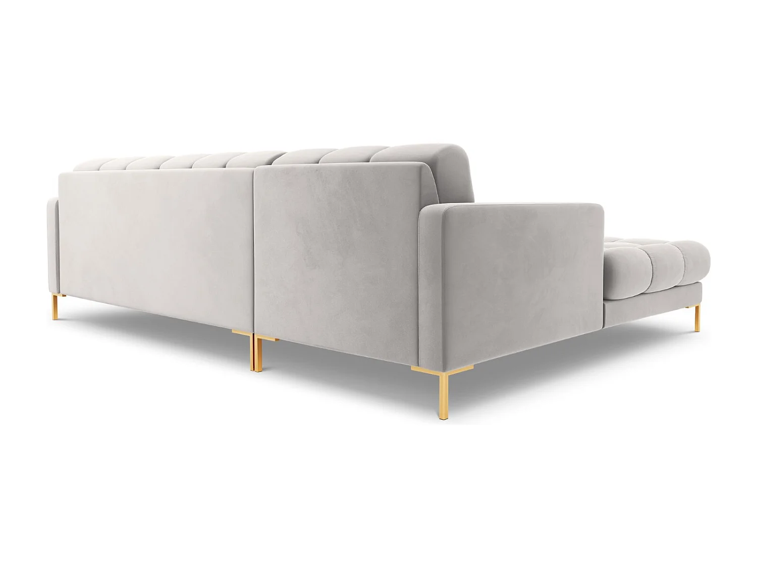 Cosmopolitan Design - Divano angolare sinistro "Bali" 5 posti in velluto argento - 293x185x75cm