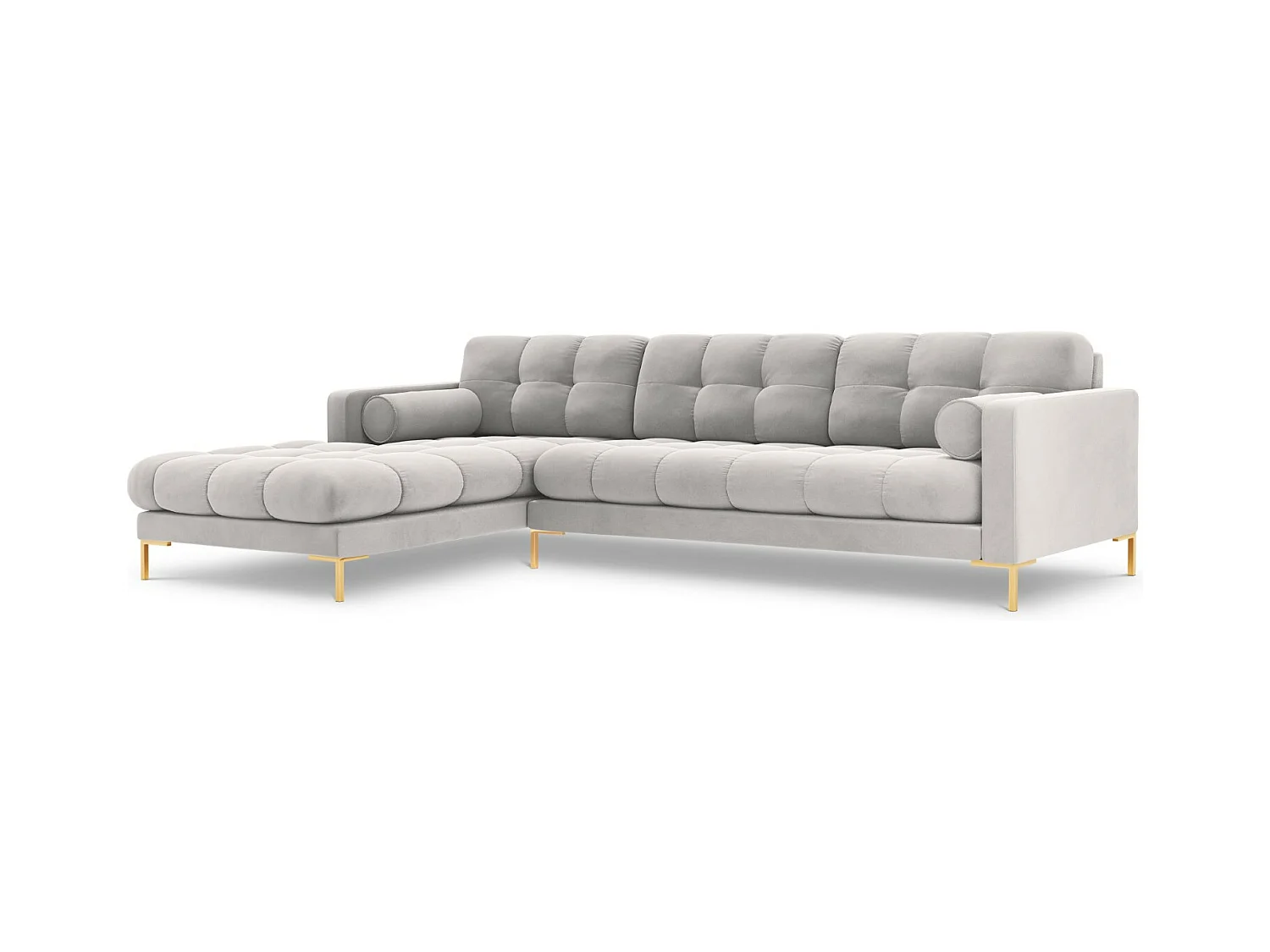 Cosmopolitan Design - Linker hoekbank "Bali" 5 zitplaatsen, Flueel, Geld - 293x185x75cm