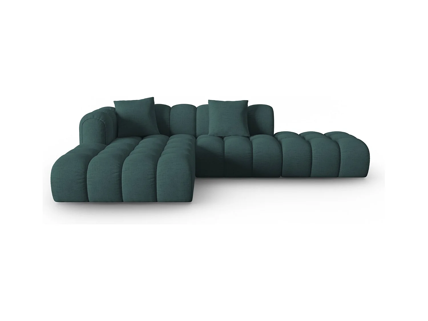 CXL by Christian Lacroix - Canapé d'angle gauche modulable "Clotilde" 4 places en tissu structurel turquoise - 309x190x70cm