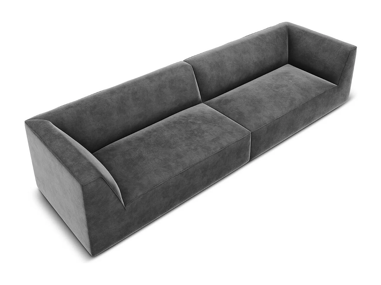 CXL by Christian Lacroix - Sofá "Charles" 4 lugares em veludo cinza escuro - 302x93x69cm