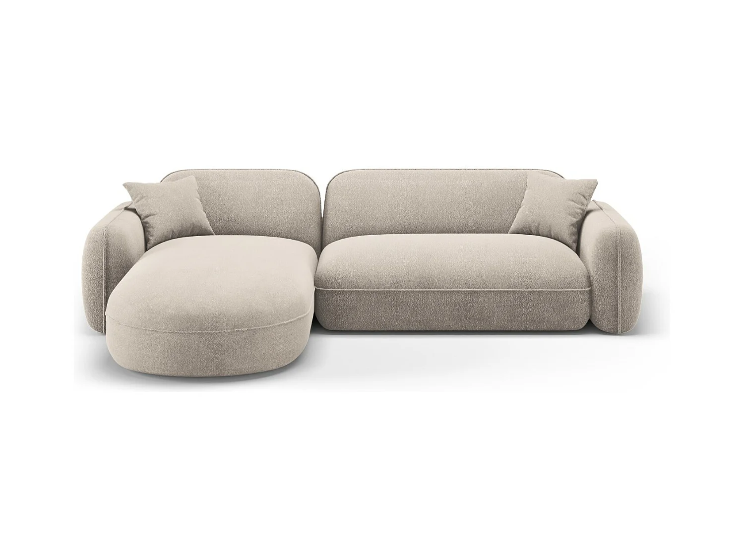 CXL by Christian Lacroix - Modulaire hoekbank links "Lucien" 4 zitplaatsen, Flueel, Donkerbeige - 275x165x70cm