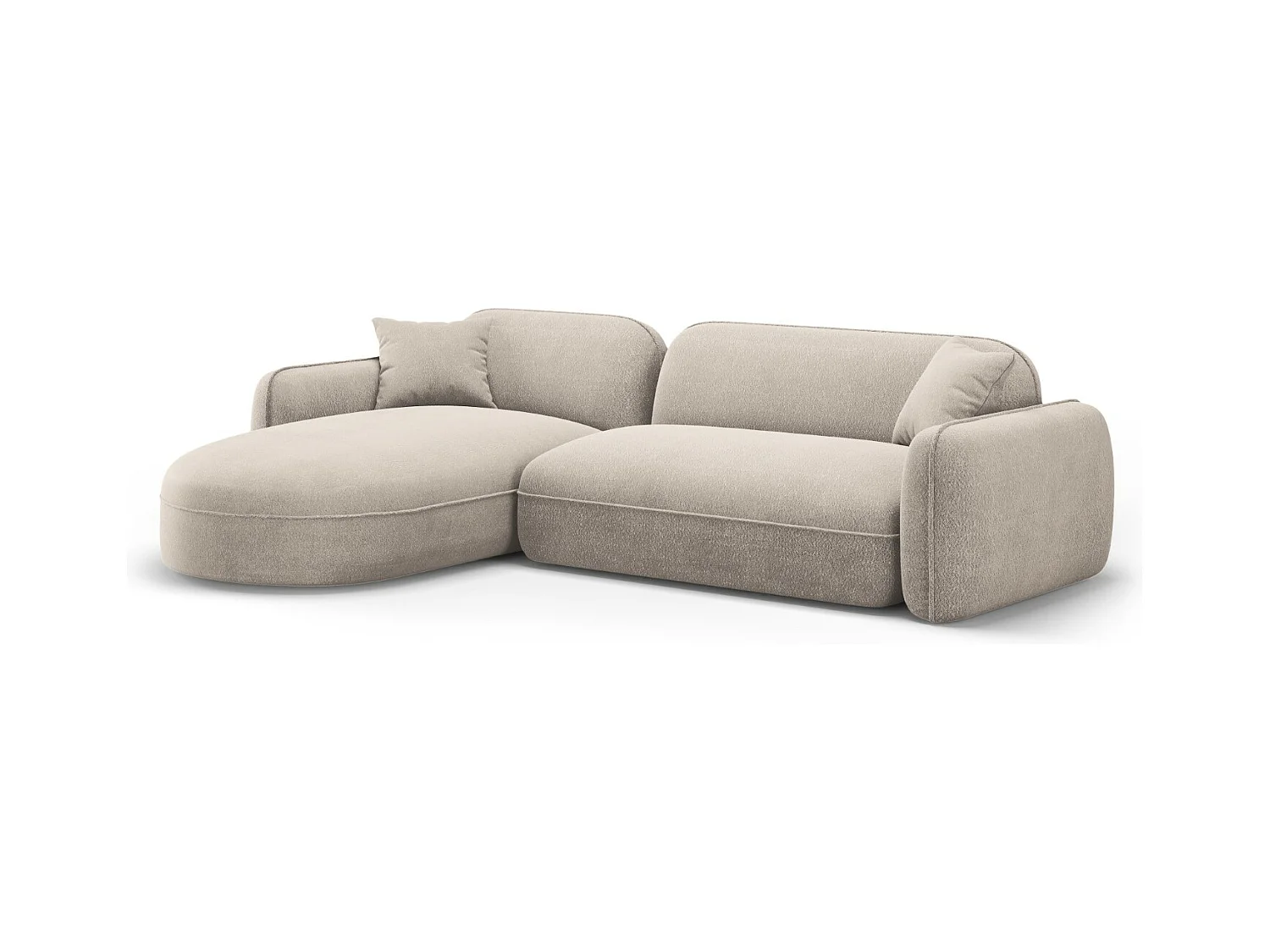 CXL by Christian Lacroix - Canapé d'angle gauche modulable "Lucien" 4 places en velours beige foncé - 275x165x70cm