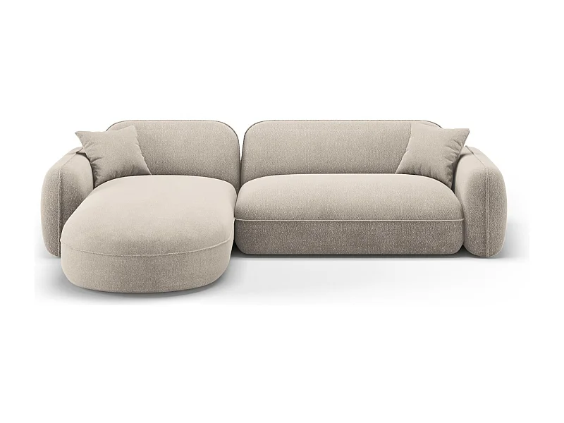 CXL by Christian Lacroix - Canapé d'angle gauche modulable "Lucien" 4 places en velours beige foncé - 275x165x70cm