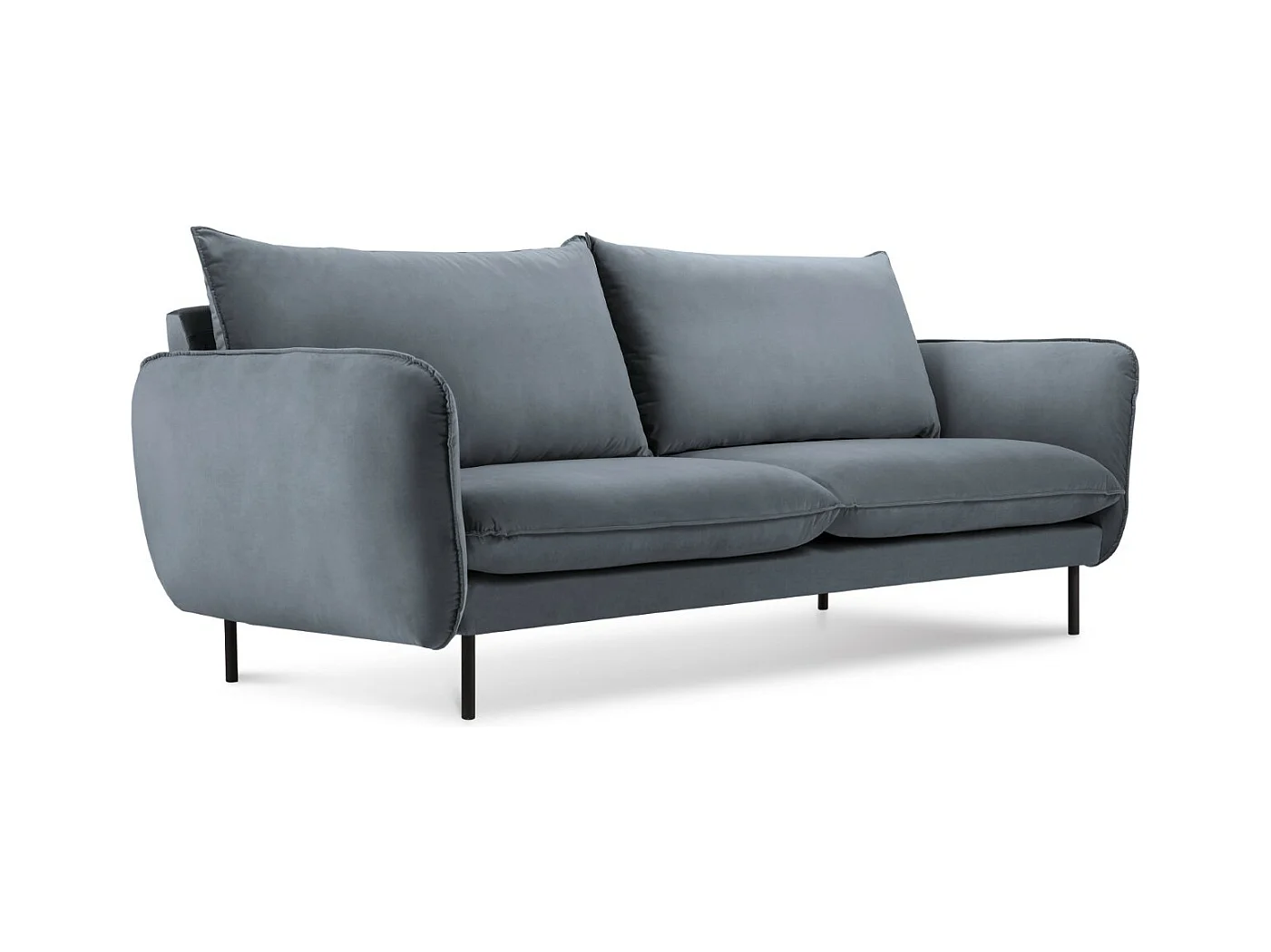 Cosmopolitan Design - Canapé "Vienna" 2 places en velours bleu gris - 160x92x95cm