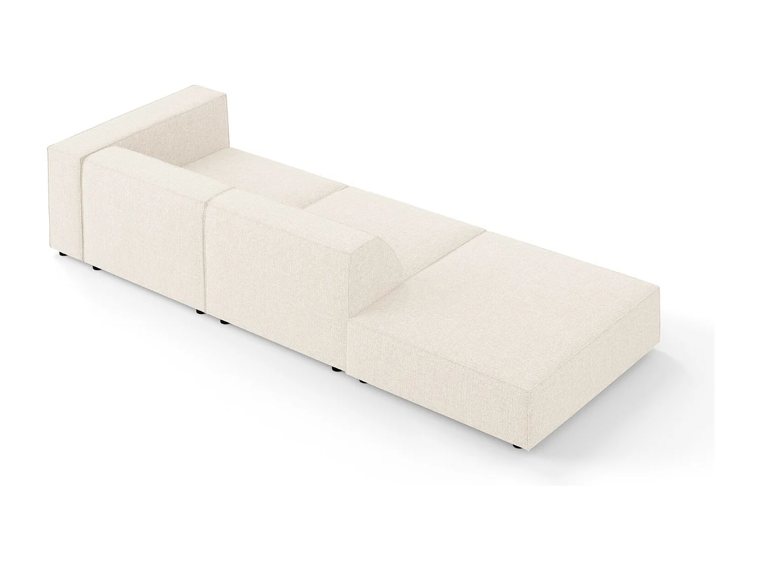 Cosmopolitan Design - Sofá izquierdo "Arendal" 4 plazas de tejido chenilla beige claro - 262x102x70cm