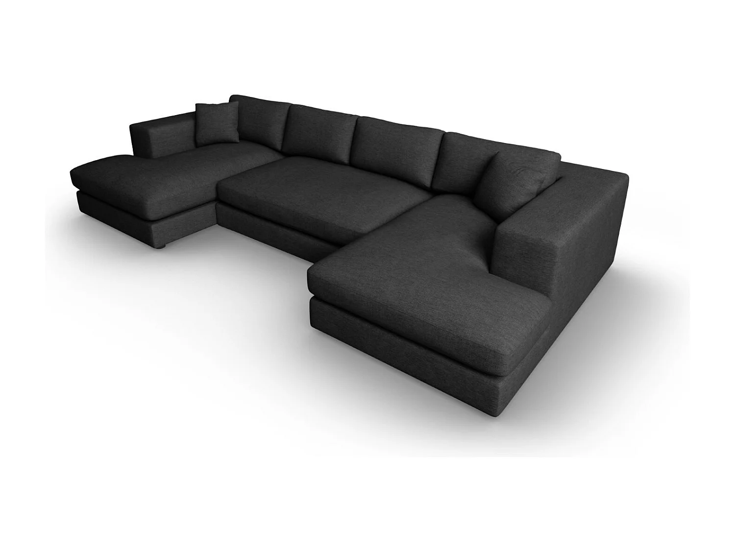 CXL by Christian Lacroix - Canapé panoramique "Tendance" 5 places en tissu structurel noir - 344x170x72cm