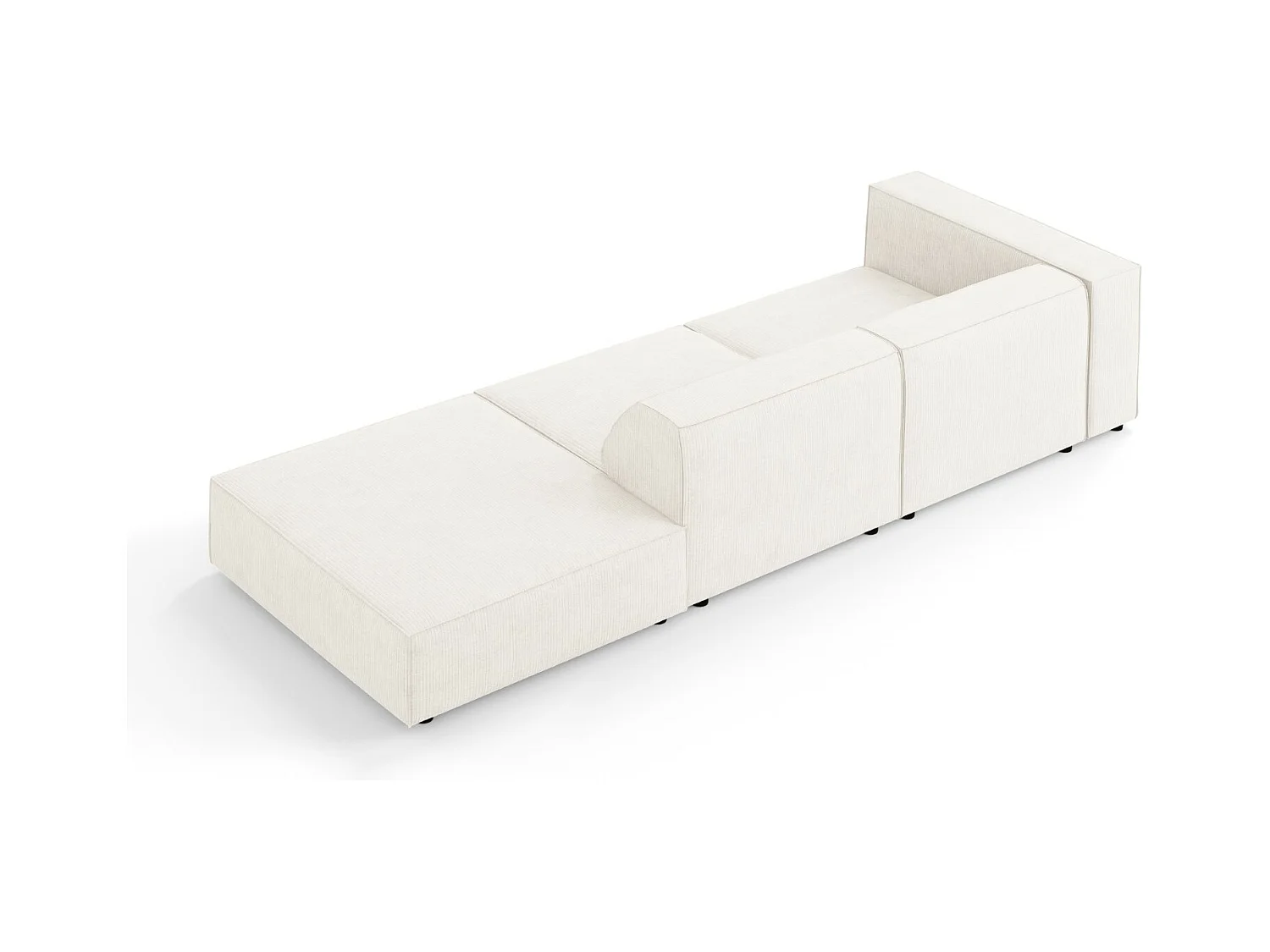 Cosmopolitan Design - Canapé droit "Arendal" 4 places en chenille avec un effet côtelé ivoire - 262x102x70cm