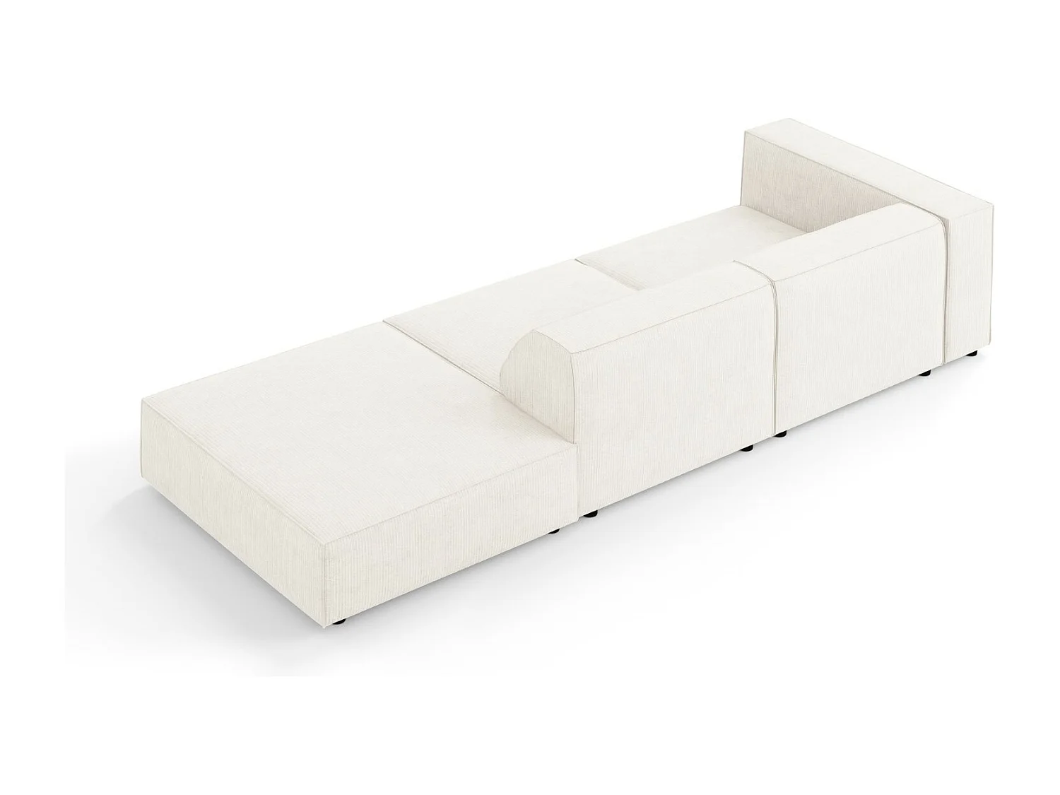 Cosmopolitan Design - Sofá direito "Arendal" 4 lugares em tecido chenille com efeito canelado marfim - 262x102x70cm