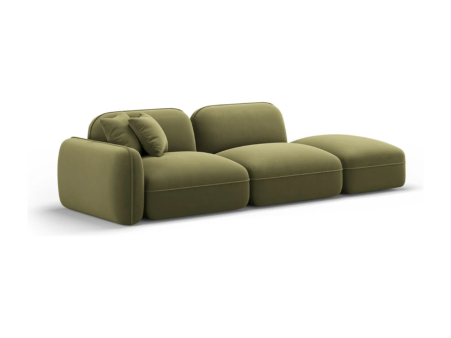 CXL by Christian Lacroix - Sofá modular derecho "Lucien" 3 plazas de terciopelo verde claro - 295x90x70cm