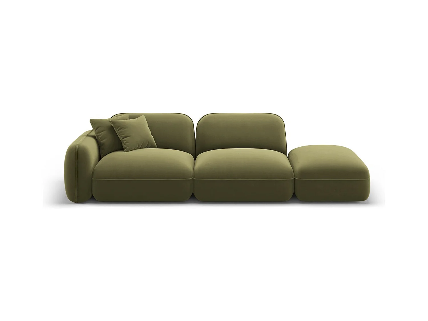 CXL by Christian Lacroix - Rechte modulaire bank "Lucien" 3 zitplaatsen, Flueel, Lichtgroen - 295x90x70cm