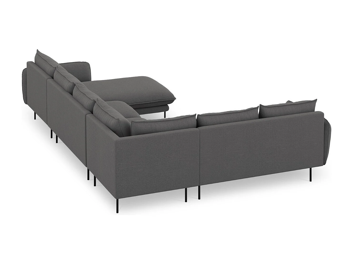 Cosmopolitan Design - Sofá de canto panorâmico à esquerda "Vienna" 7 lugares em tecido estrutural cinza escuro - 330x235x95cm