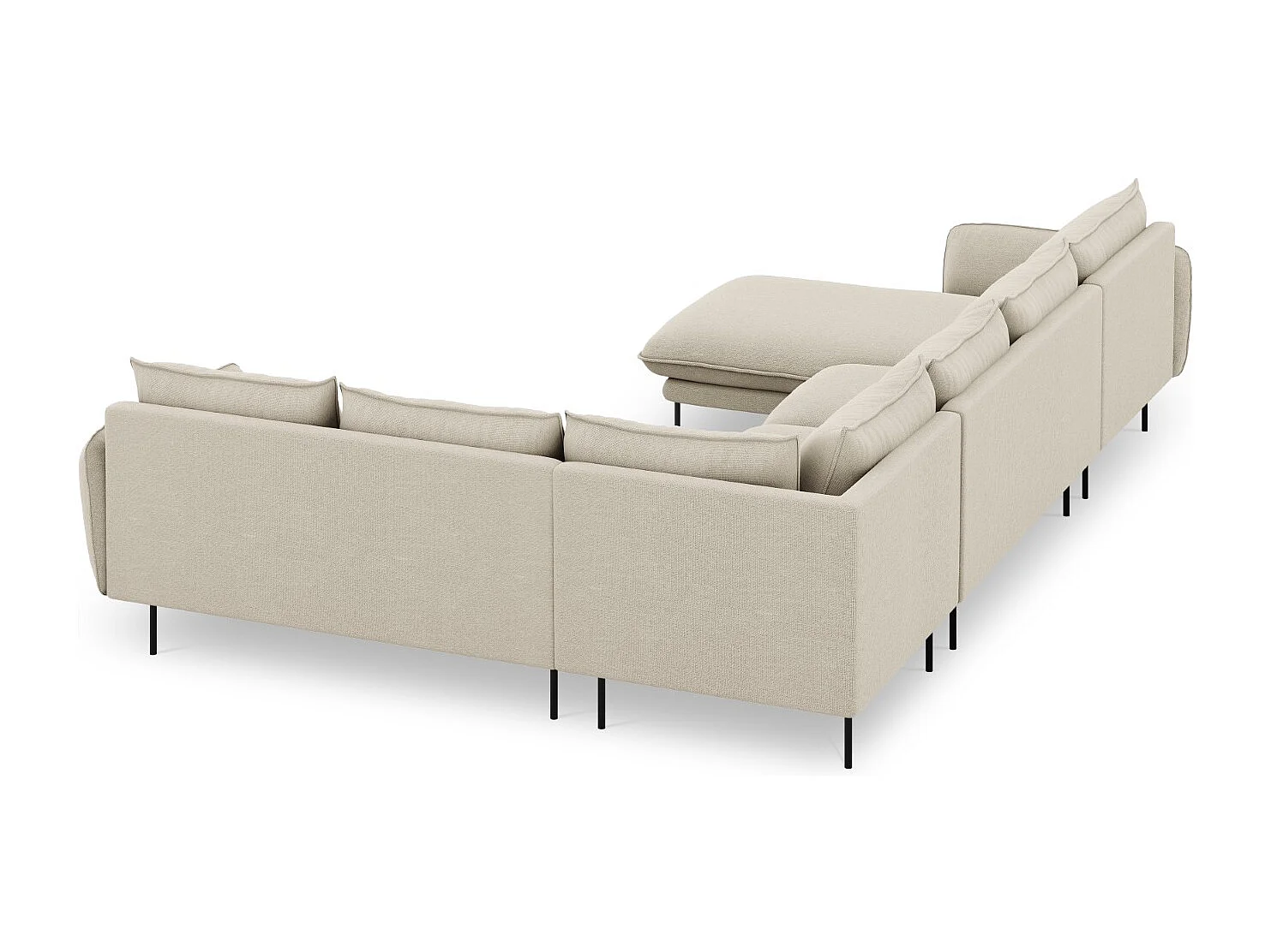 Cosmopolitan Design - Sofá esquinero panorámico derecho "Vienna" 7 plazas de tejido estructural beige - 330x235x95cm