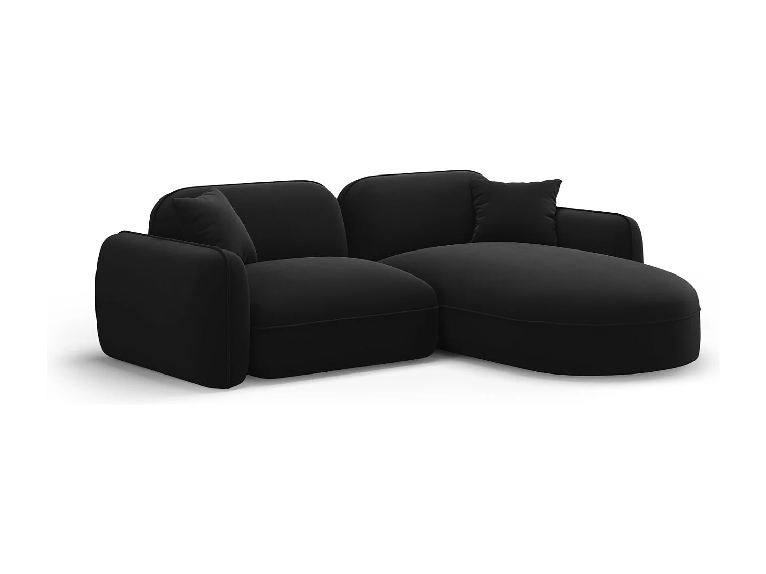 CXL by Christian Lacroix - Sofá esquinero modular derecho "Lucien" 3 plazas de terciopelo negro - 230x165x70cm