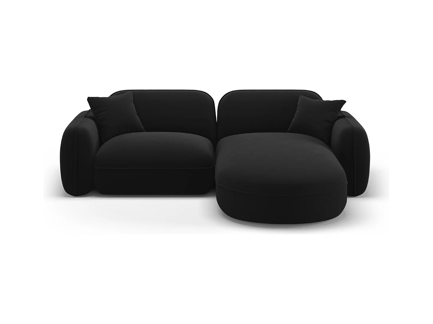 CXL by Christian Lacroix - Canapé d'angle droit modulable "Lucien" 3 places en velours noir - 230x165x70cm