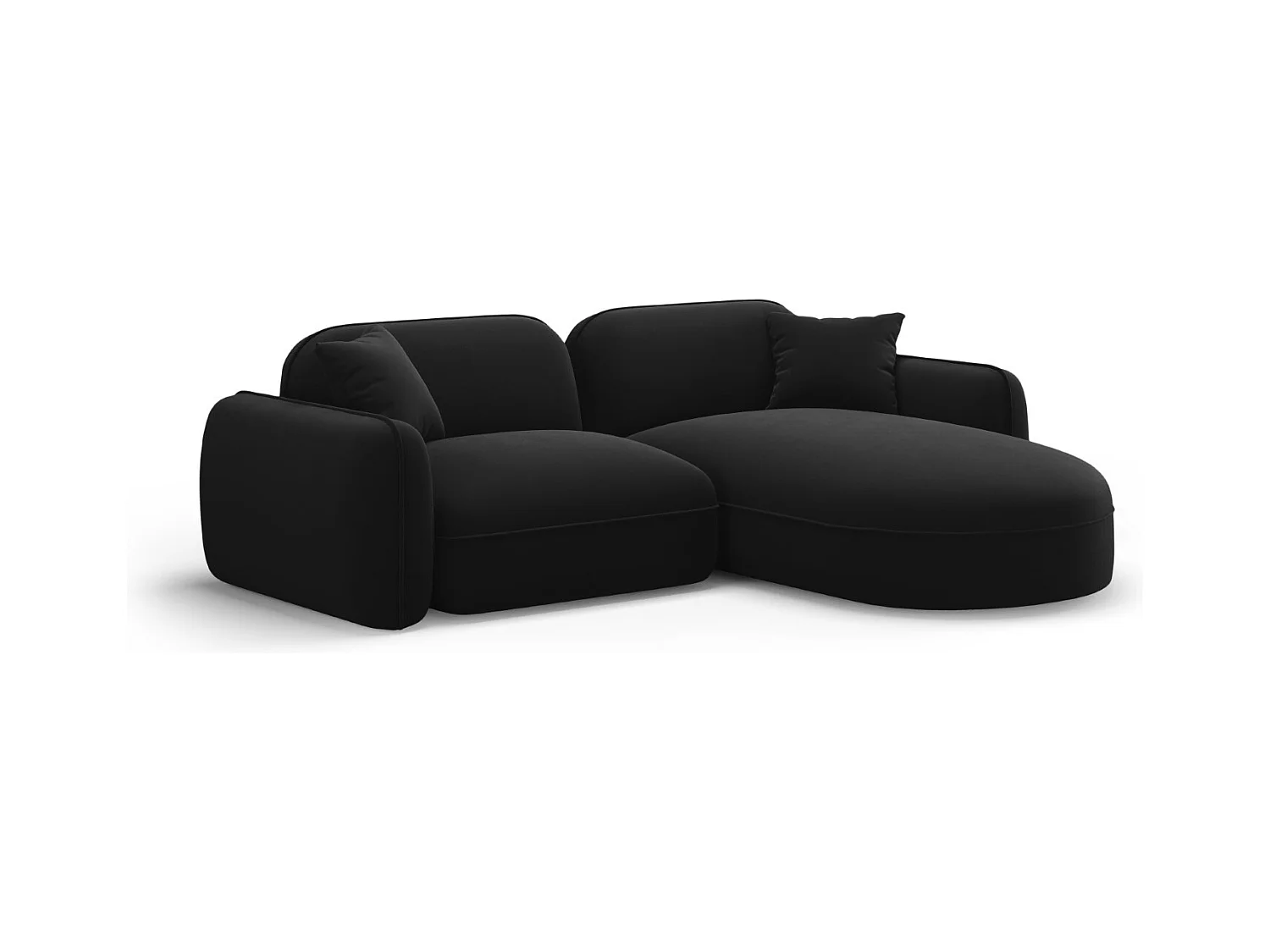 CXL by Christian Lacroix - Canapé d'angle droit modulable "Lucien" 3 places en velours noir - 230x165x70cm