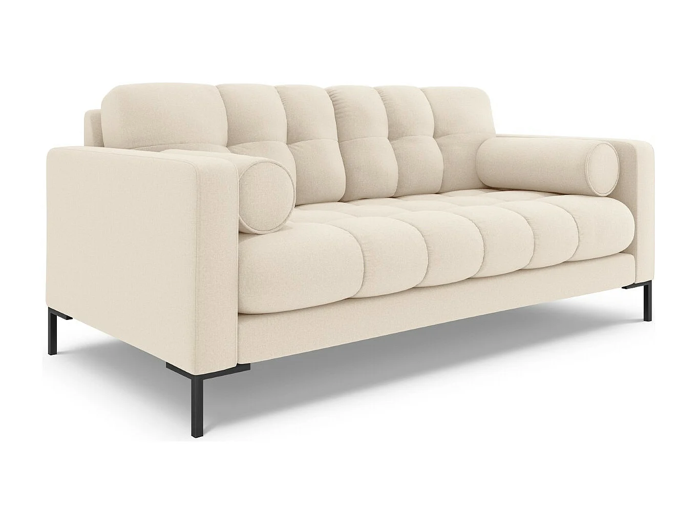 Cosmopolitan Design - Bank "Bali" 3 zitplaatsen, Structurele stof, Lichtbeige - 177x92x75cm
