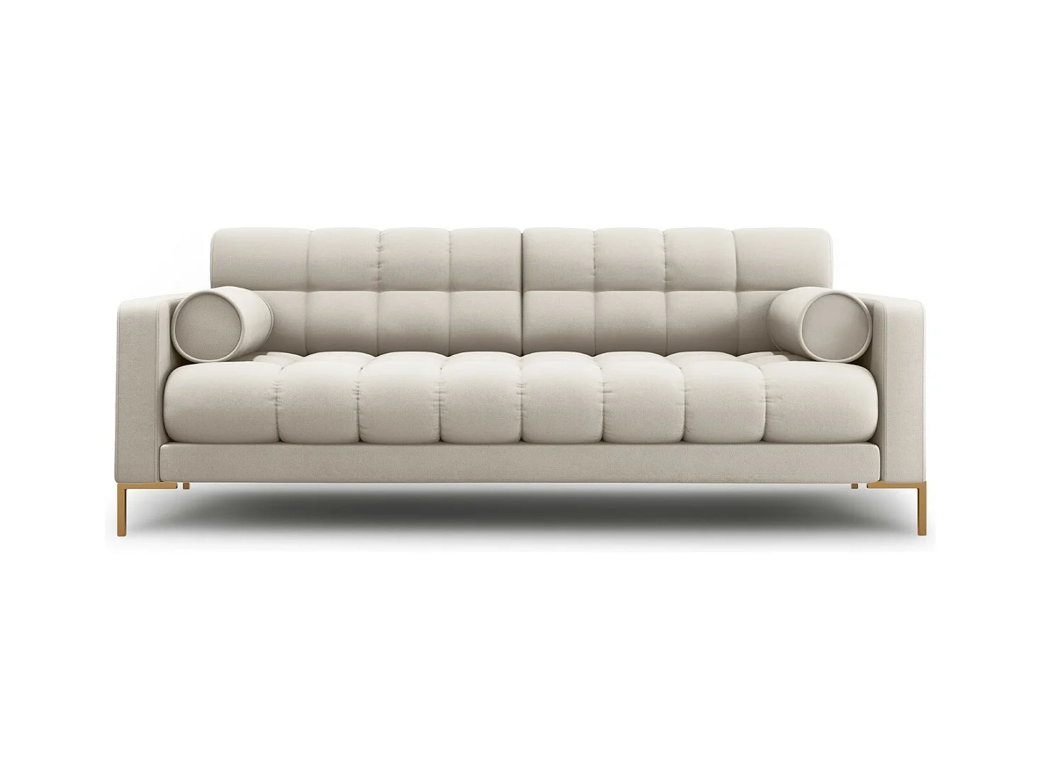 Cosmopolitan Design - Bank "Bali" 4 zitplaatsen, Structurele stof, Beige - 217x92x75cm