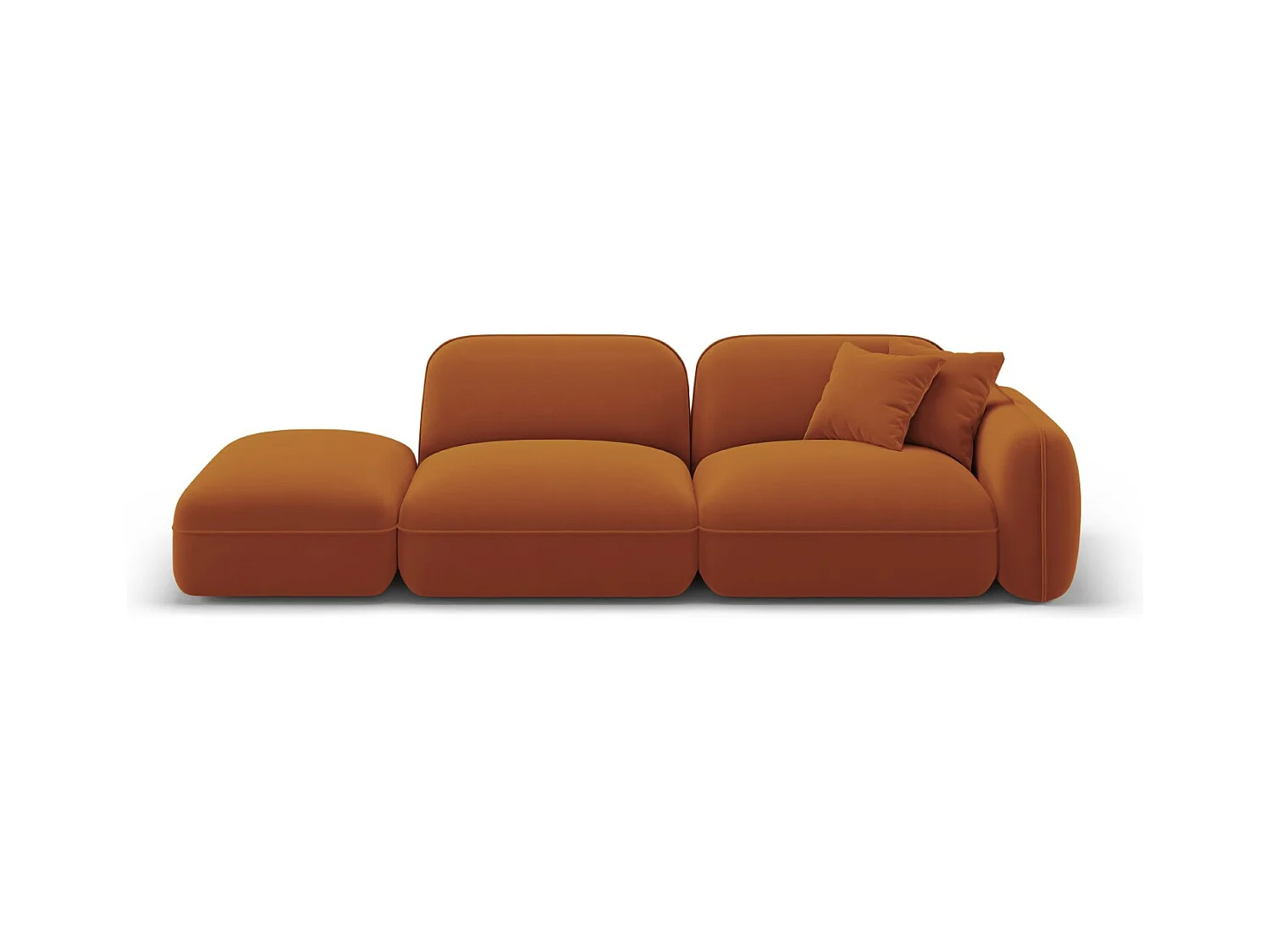 CXL by Christian Lacroix - Canapé modulable gauche "Lucien" 3 places en velours terracotta - 295x90x70cm
